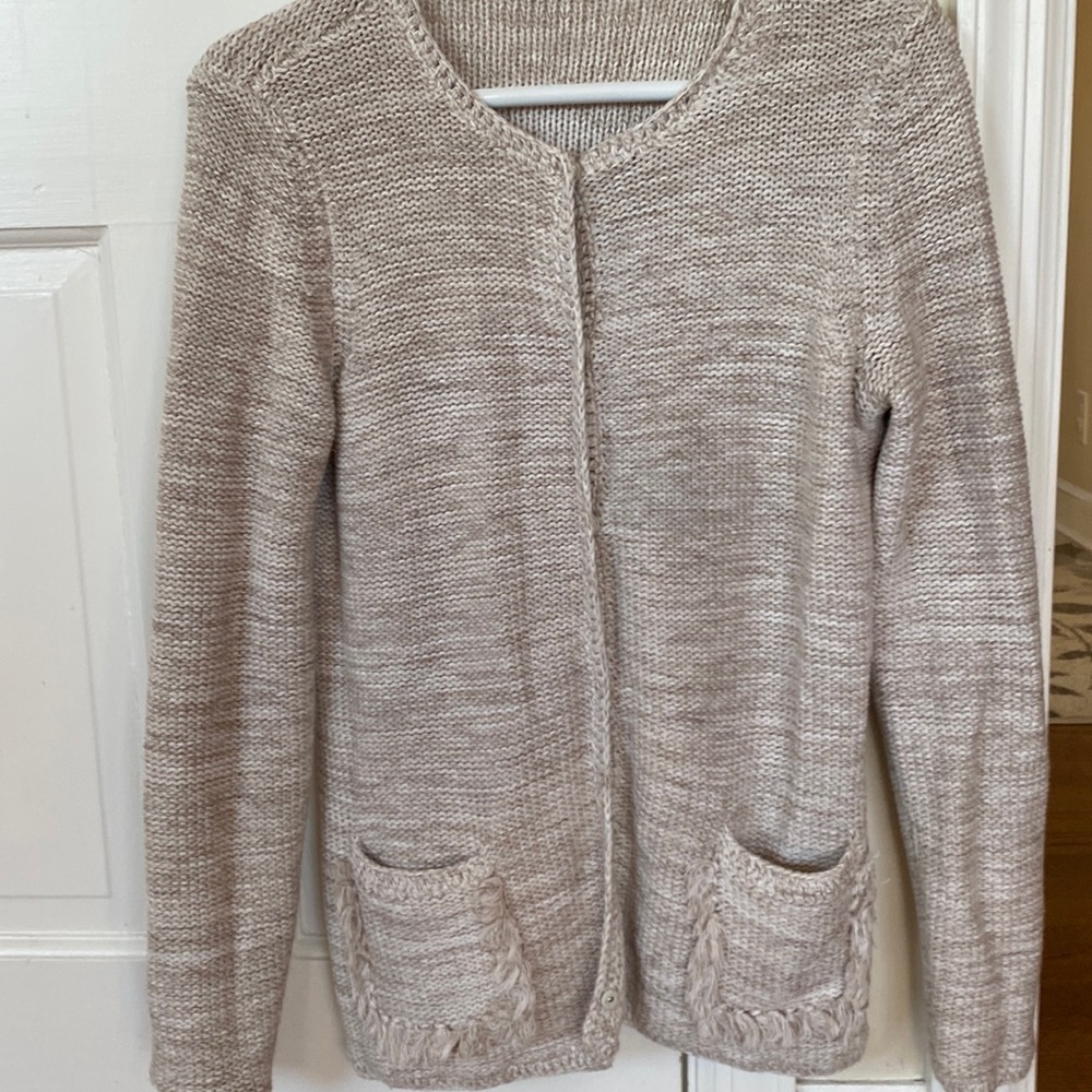 J.McLaughlin 100% cotton sweater - white and tan colors.